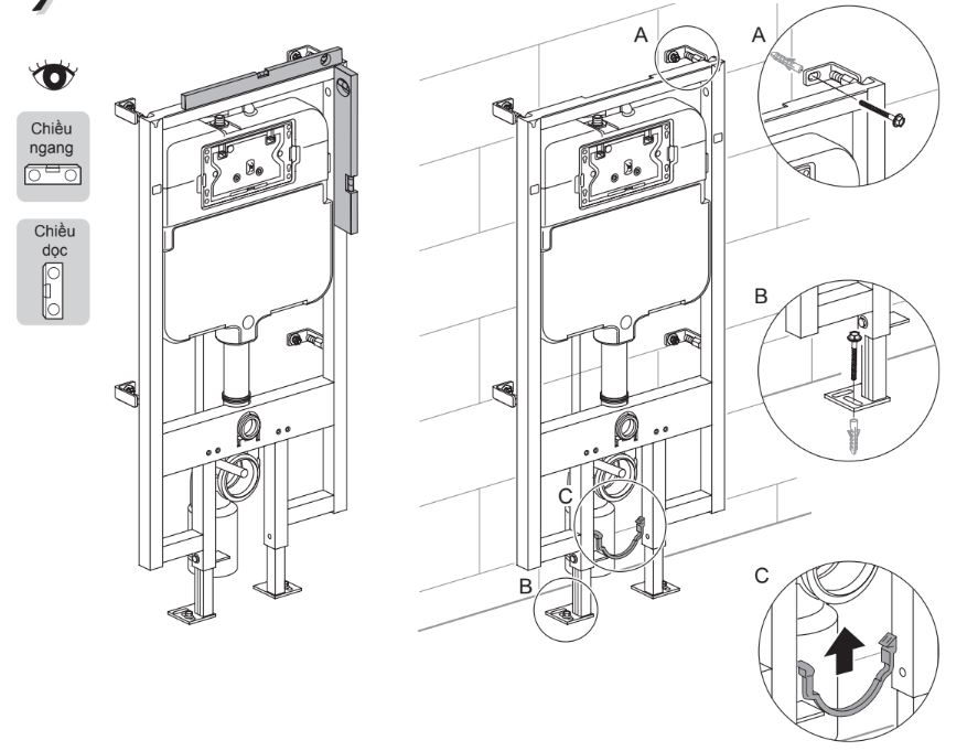 Bước 7: Điều chỉnh theo chiều ngang và chiều dọc, siết chặt đinh ốc