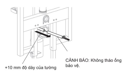 Sử dụng dây cáp được cung cấp để bảo đảm cáp cấp nguồn tại chỗ còn thừa ra 10 mm so với tường.