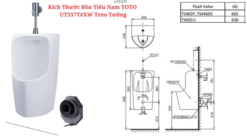 Bồn Tiểu Nam TOTO UT557T#XW Treo Tường