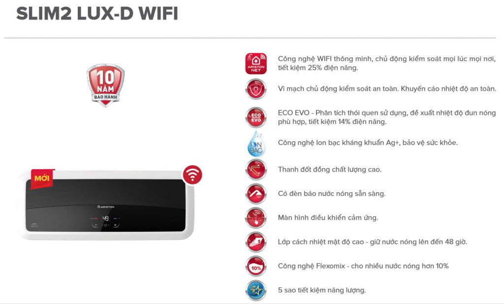 máy SLIM2 LUX-D WIFI Ariston
