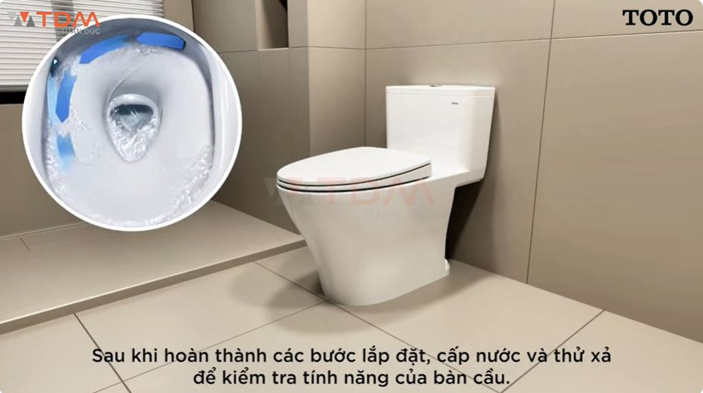 Kiểm tra và hoàn thiện lắp bồn cầu MS857